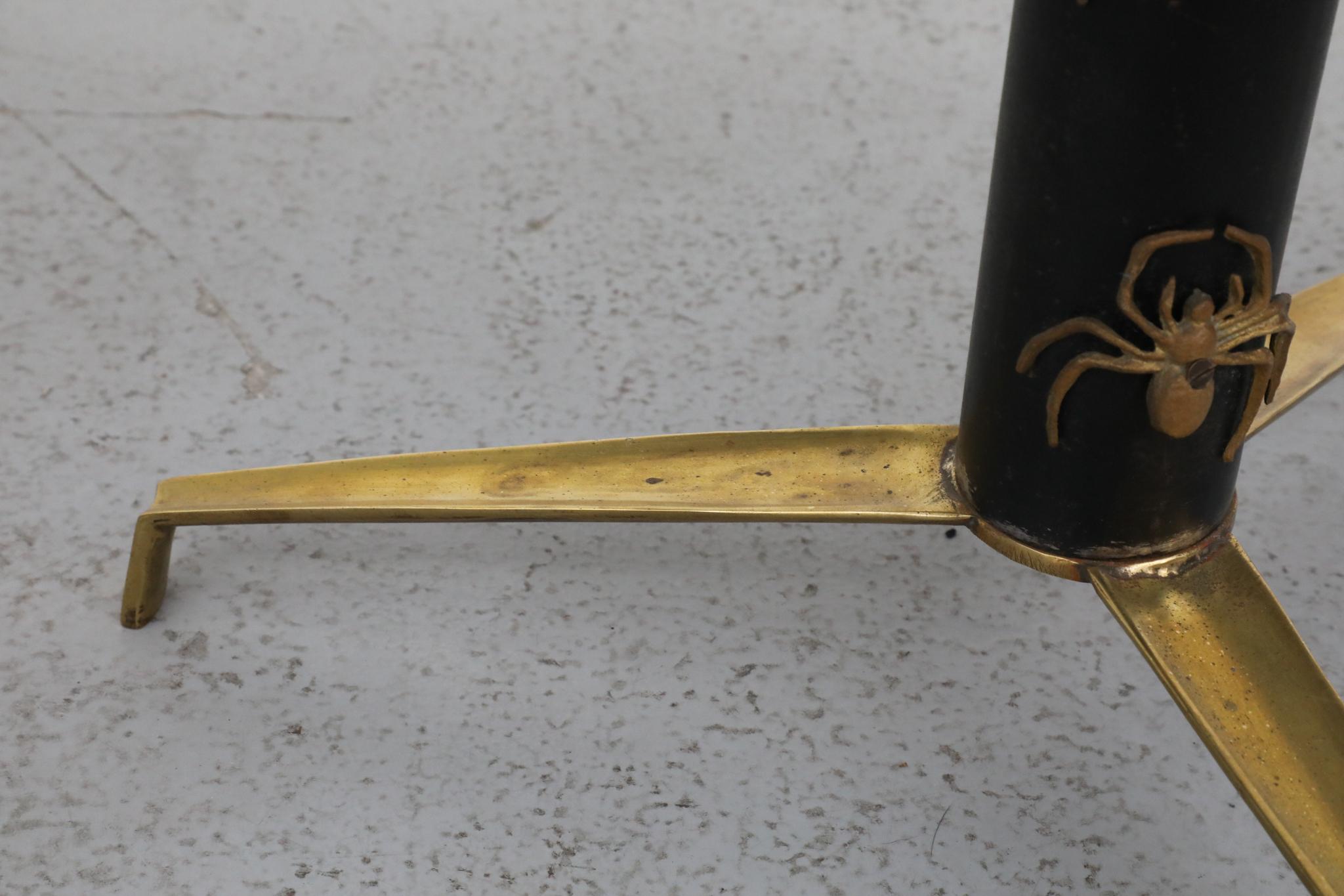 Mod Side Table with Round Marble Top and Brass Spider Motifs For Sale 11