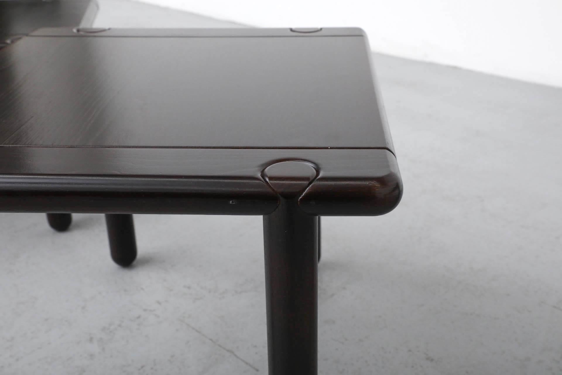 Set of 3 Tobia Scarpa Style 1950'S Dark Oak Nesting Tables For Sale 9