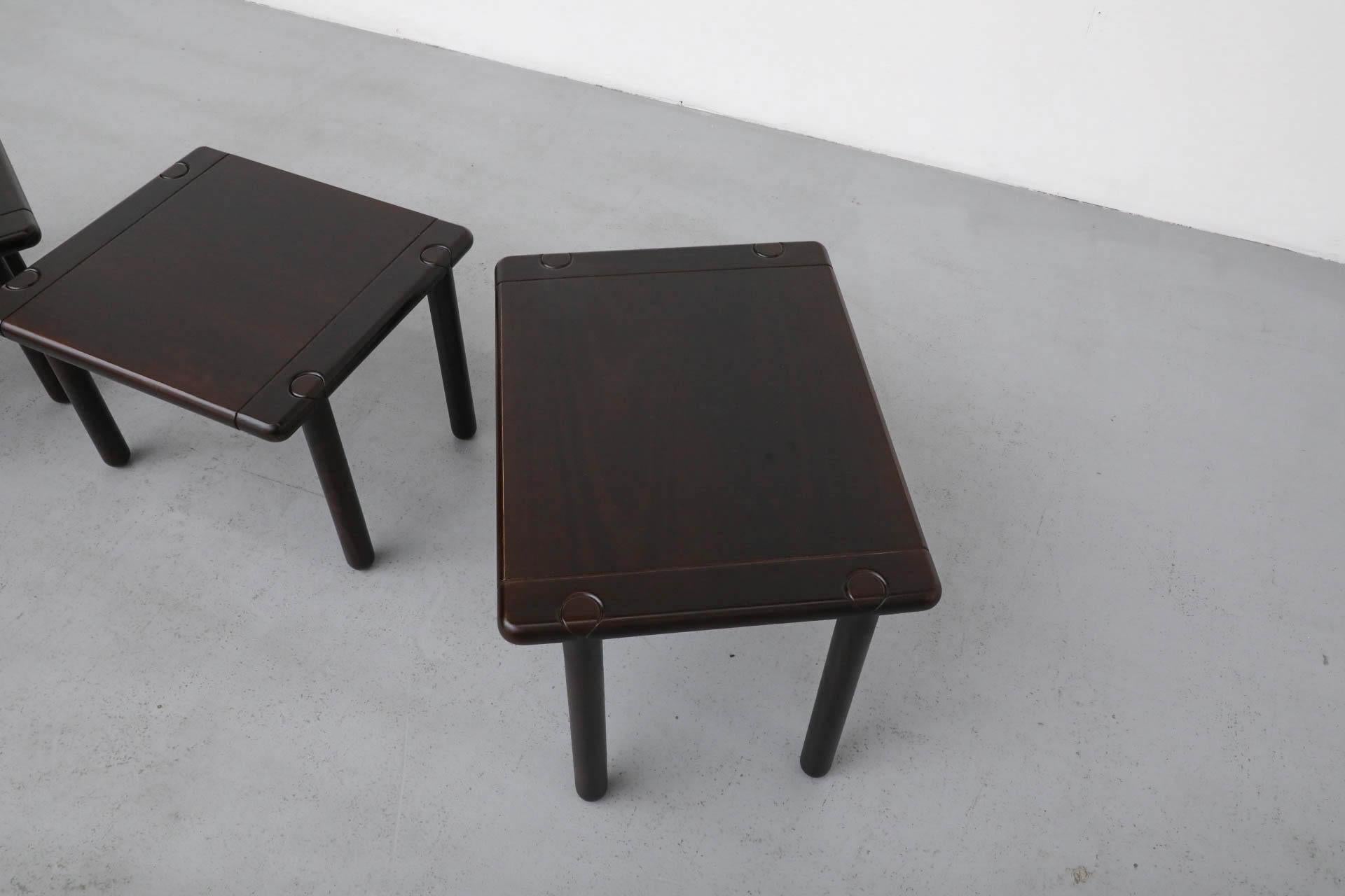 Set of 3 Tobia Scarpa Style 1950'S Dark Oak Nesting Tables For Sale 2