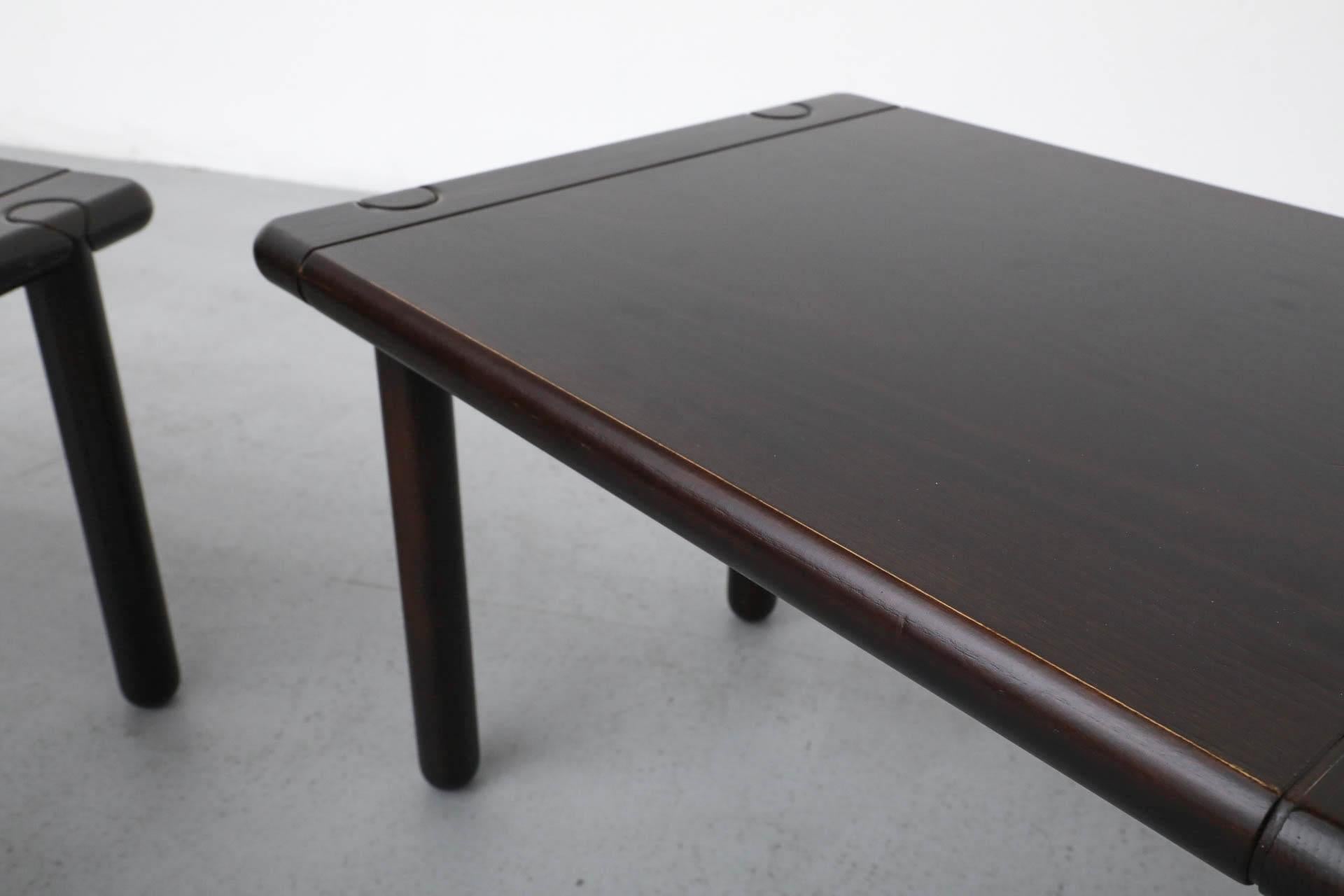 Set of 3 Tobia Scarpa Style 1950'S Dark Oak Nesting Tables For Sale 8