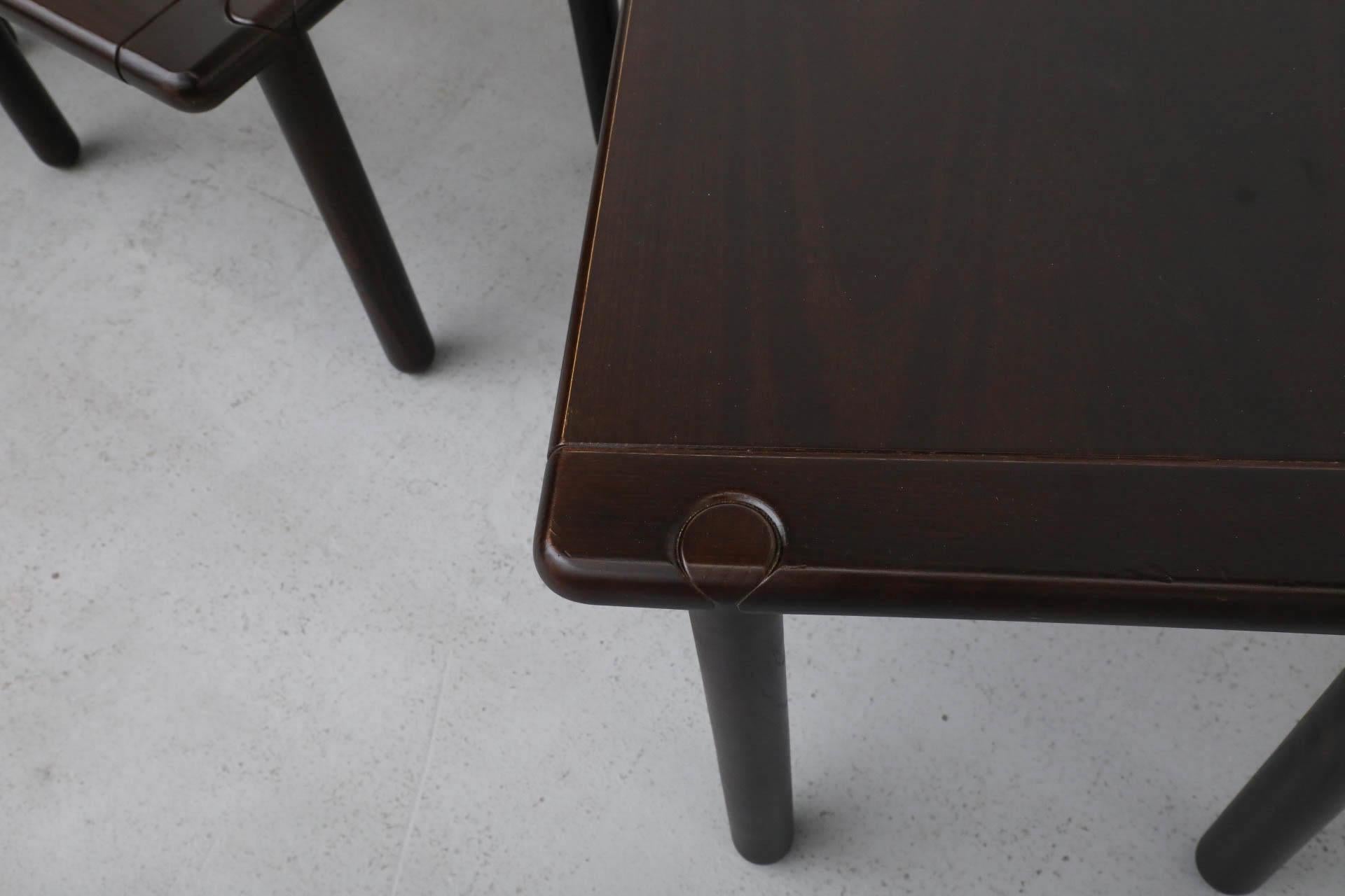 Set of 3 Tobia Scarpa Style 1950'S Dark Oak Nesting Tables For Sale 6