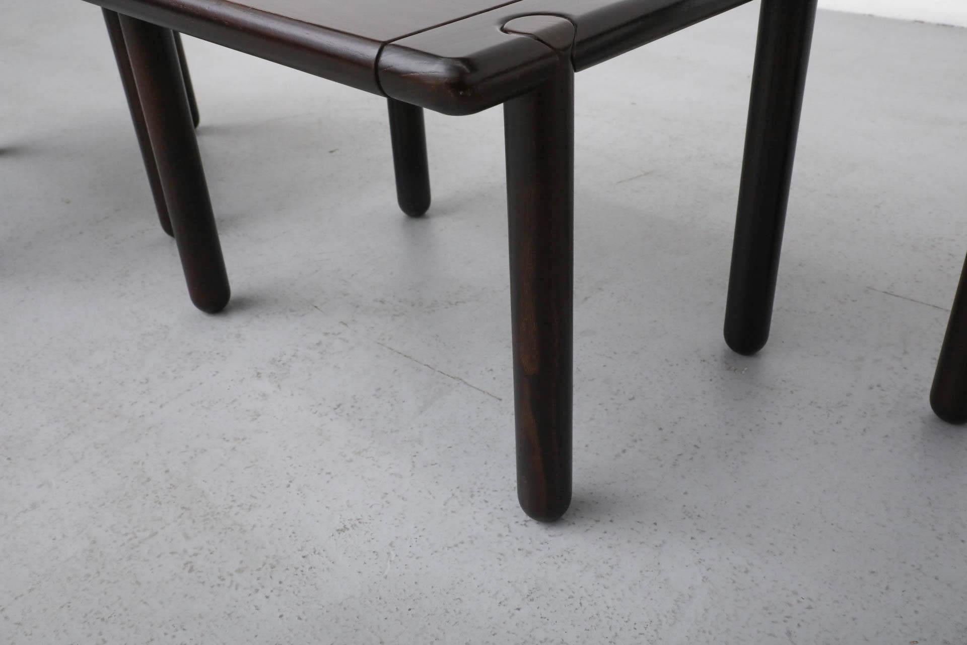 Set of 3 Tobia Scarpa Style 1950'S Dark Oak Nesting Tables For Sale 7