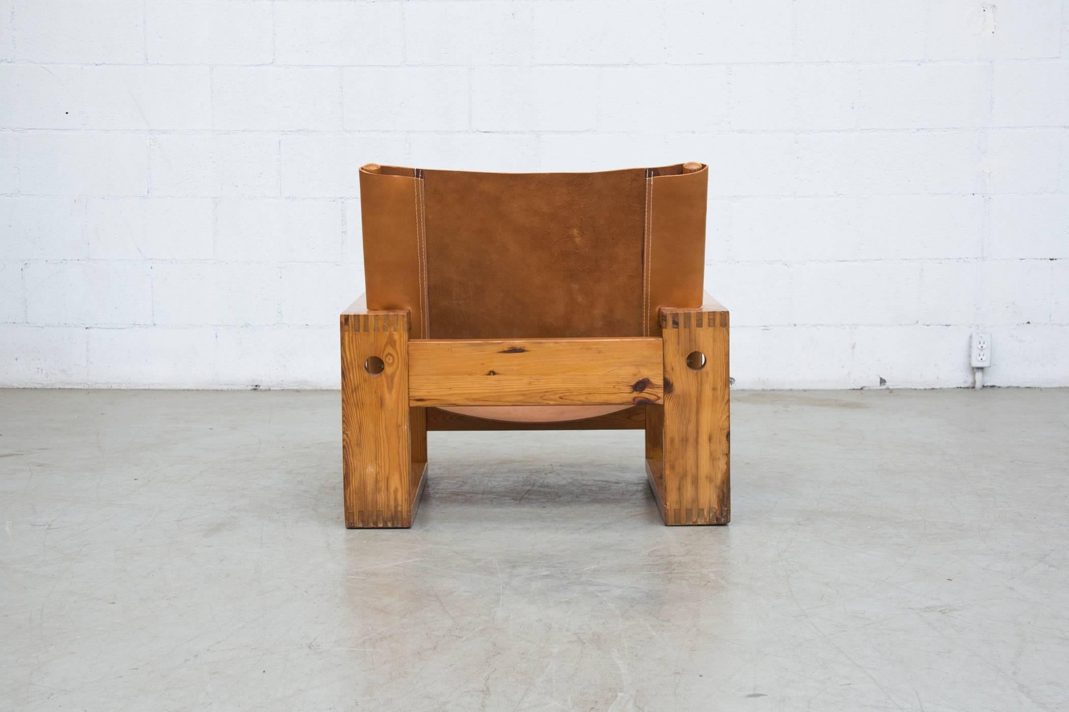 Leather Crate Lounge Chair by Aat Van Apeldoorn for Houtwerk Hattem In Good Condition In Los Angeles, CA