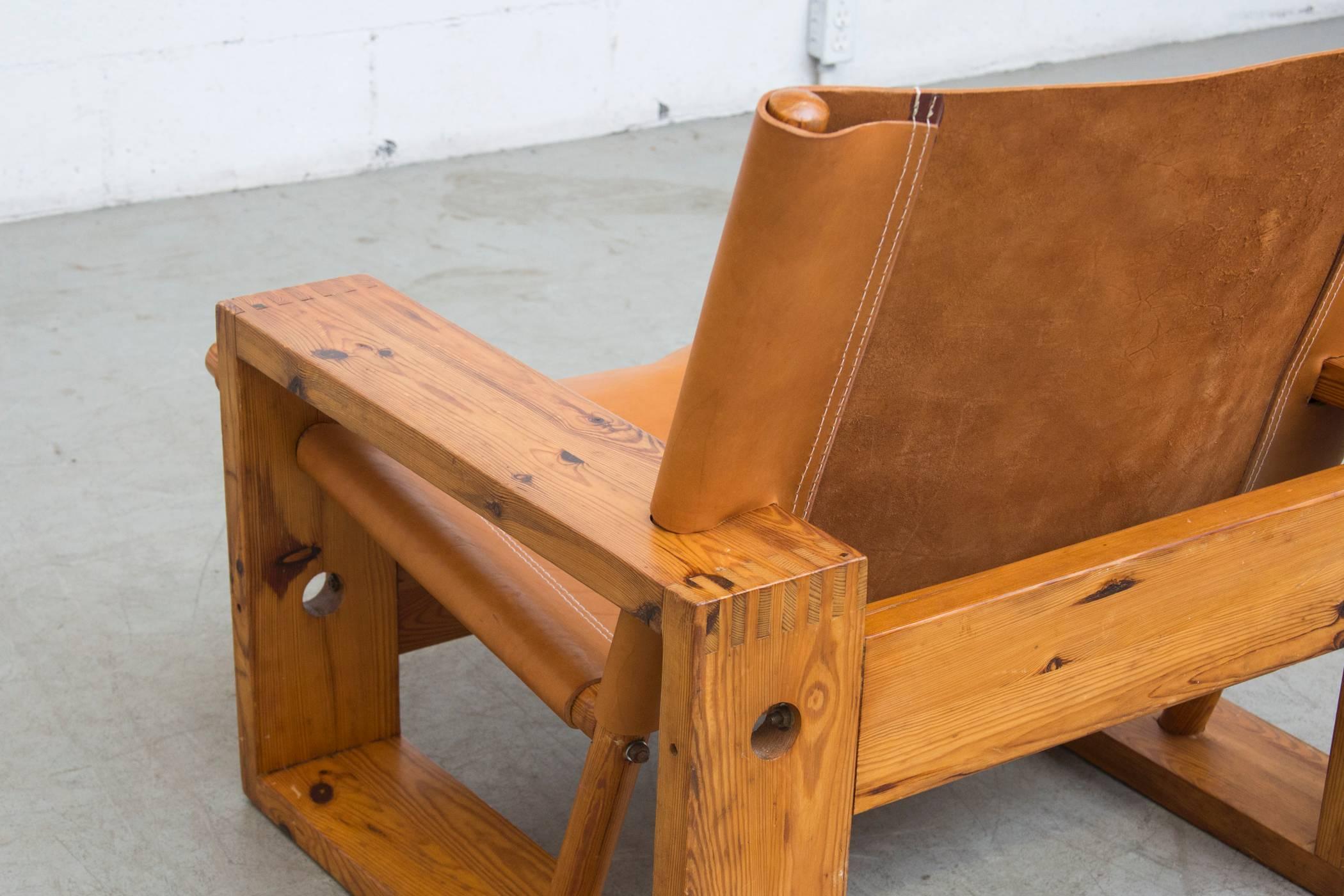 Late 20th Century Leather Crate Lounge Chair by Aat Van Apeldoorn for Houtwerk Hattem