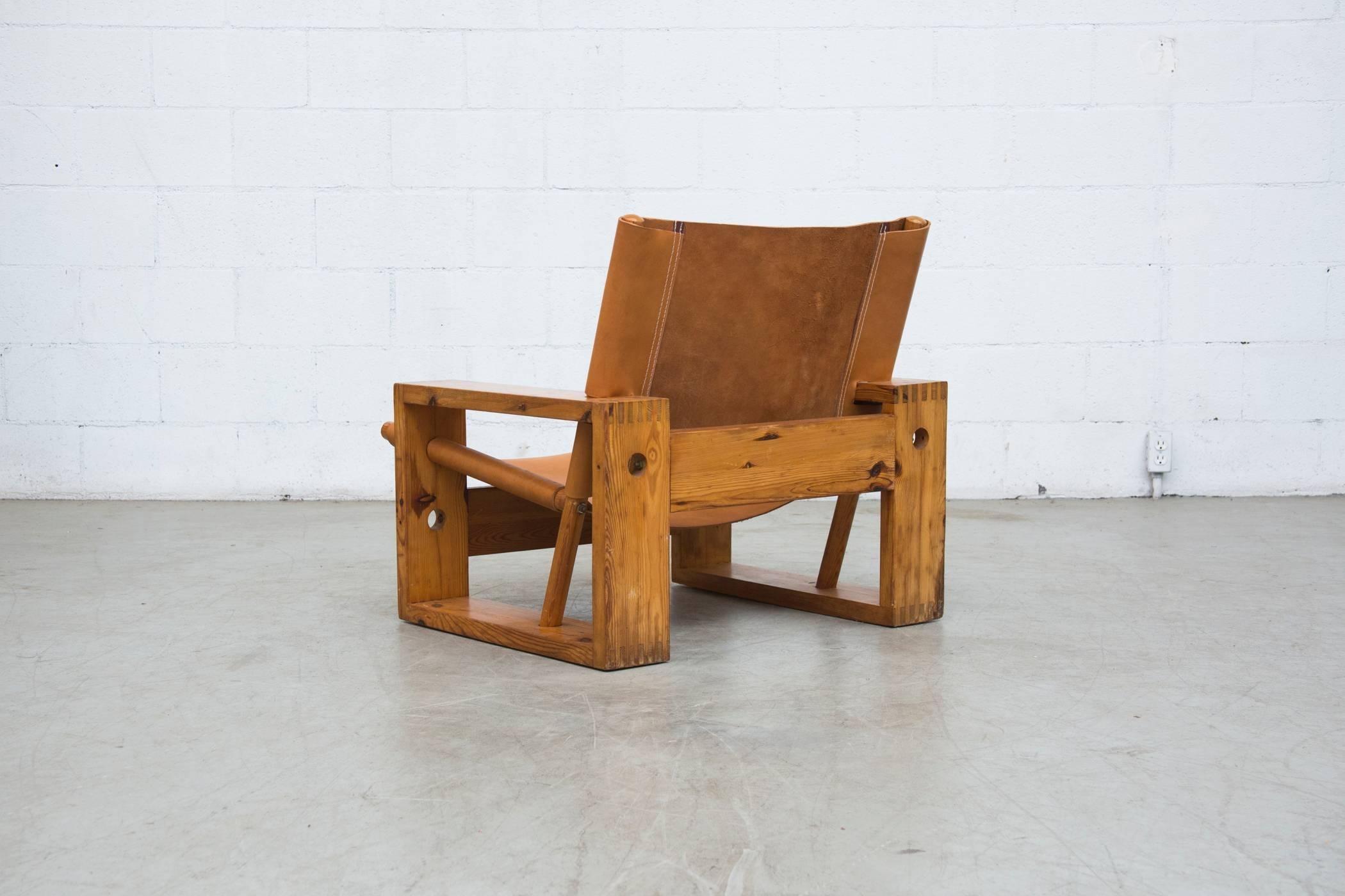 Dutch Leather Crate Lounge Chair by Aat Van Apeldoorn for Houtwerk Hattem