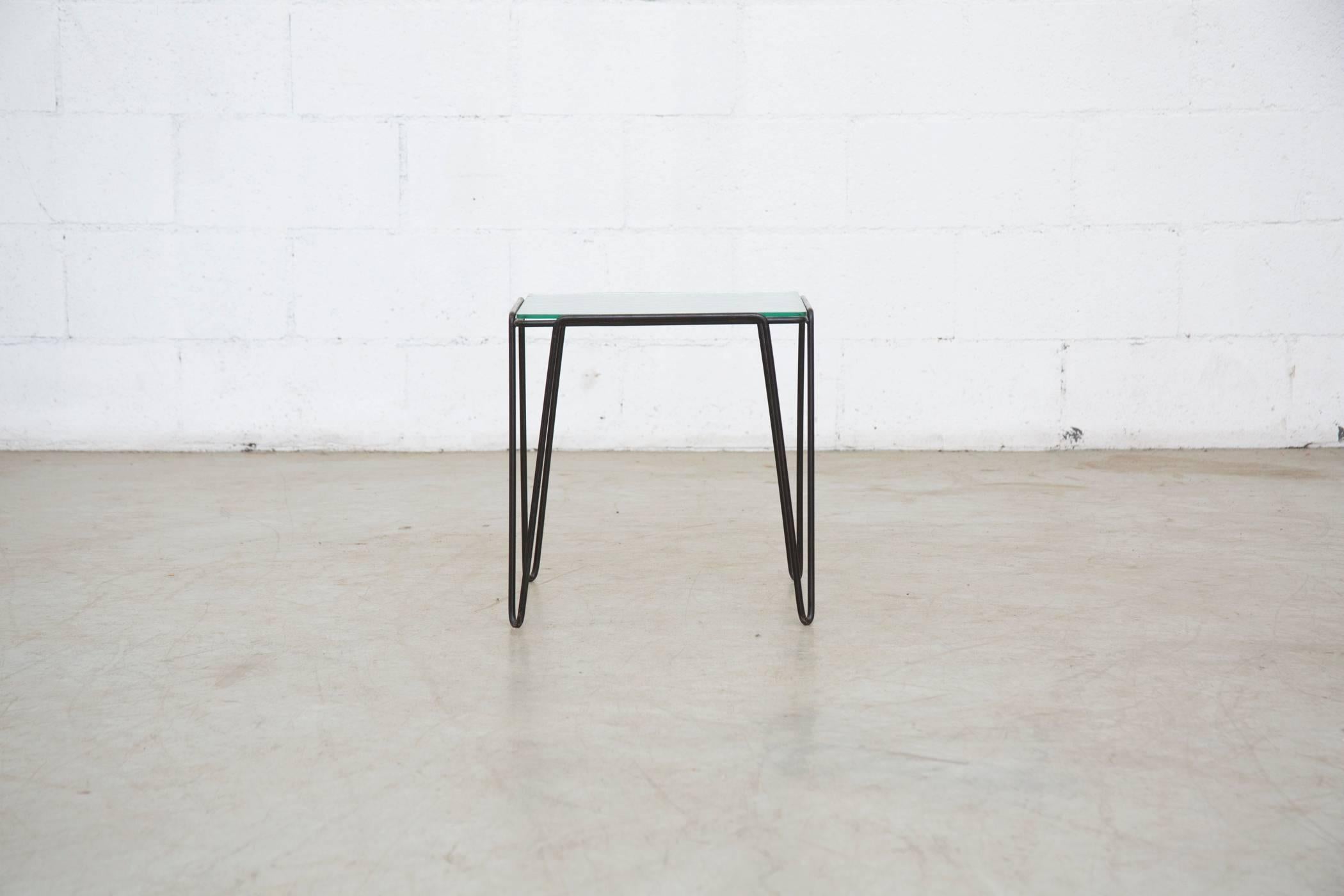 Mid-Century Modern A. Bueno de Mesquita for Spurs Set of Three Wire and Glass Tables