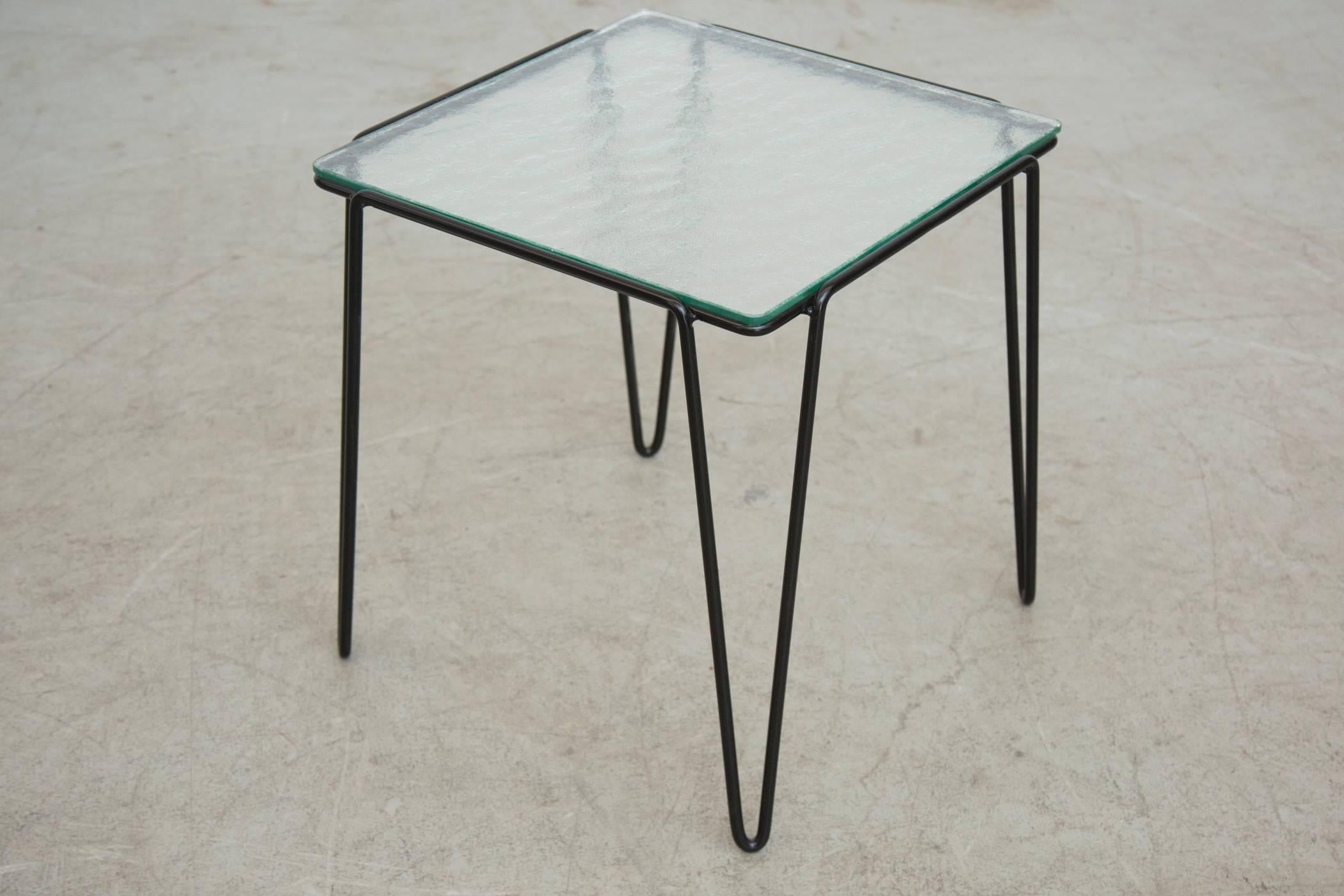 Powder-Coated A. Bueno de Mesquita for Spurs Set of Three Wire and Glass Tables