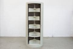 Ahrend Industrial Grey Enameled Metal Round Bookshelf Cabinet