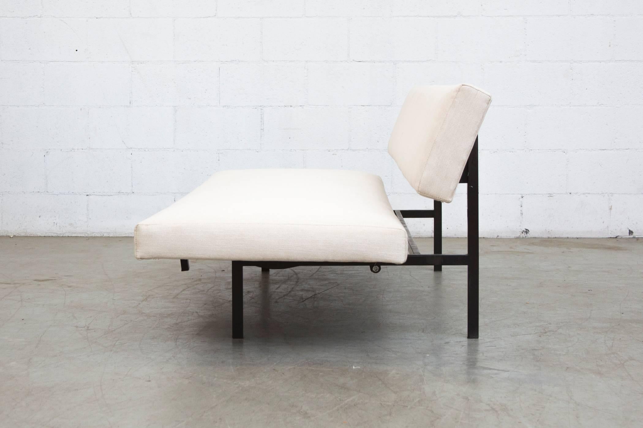Enameled Bone White Upholstered Martin Visser Streamline Sleeper Sofa