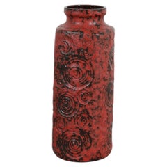 Grande vaso rosso a spirale “Jura” di Scheurich Keramik, Germania Ovest, anni ’70
