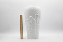 Large White Porcelain Vase by Hutschenreuther, Palm Tree Relief, 1970