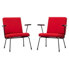 Rote „Mid-Century 1401“-Lounge-Sessel von Wim Rietveld für Gispen