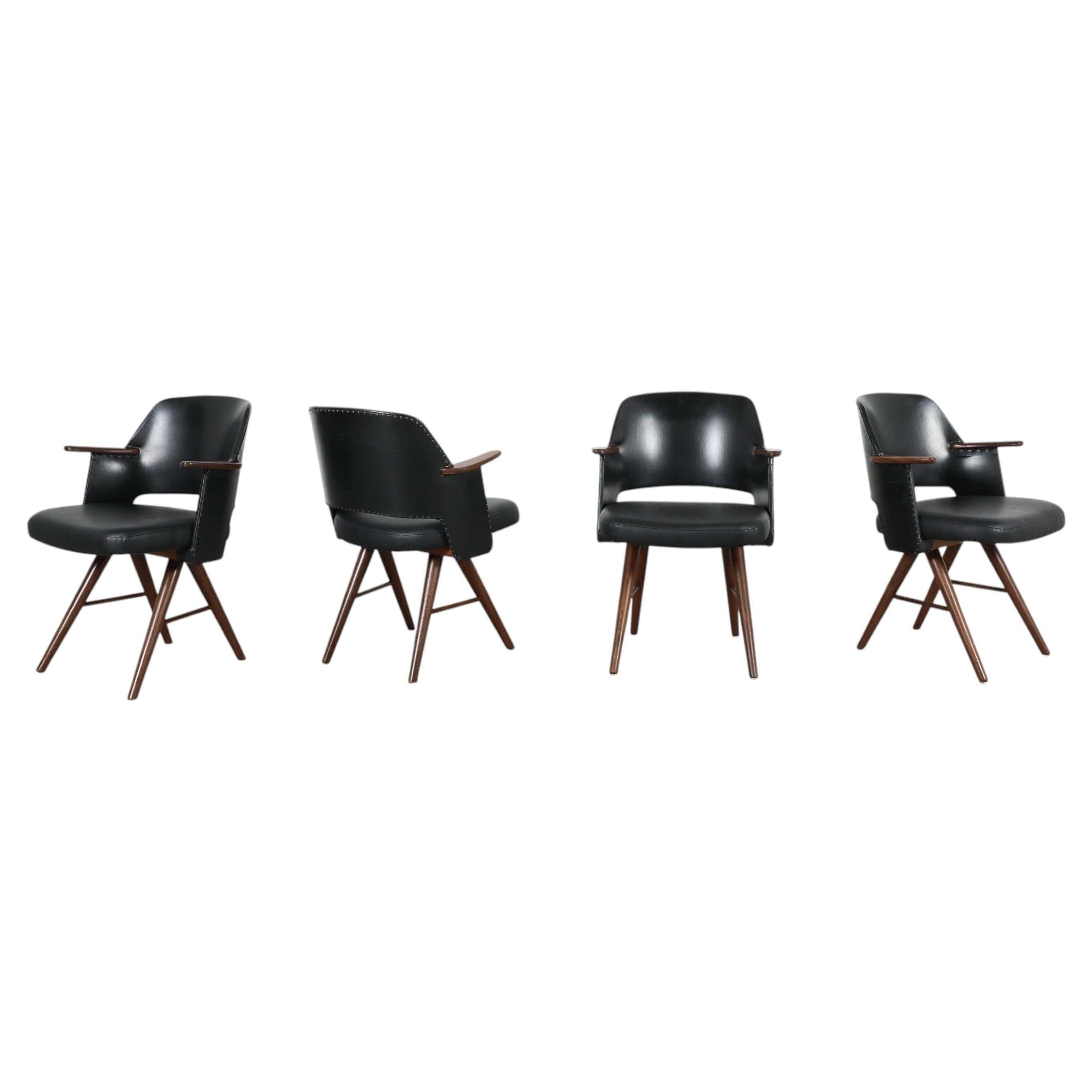 Set of 4 Cees Braakman FT30 Teak & Skai Dining Chairs for Pastoe For Sale