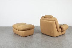Pasquale Natuzzi Italian Post-Modern ‘Navaho’ Leather Lounge Chair and Ottoman