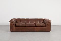 Poltrona Frau 'Cocker' Three-Seat Sofa in Brown Leather by Franco Bresciani