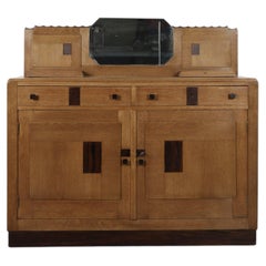 1930s Dutch Art Deco Amsterdam School Oak Cabinet in the Style of Piet Kramer