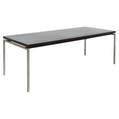 Table de salle à manger XL néerlandaise du milieu du siècle, en wengé et chrome, dans le style de Martin Visser
