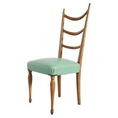 1950s Paolo Buffa Ladder Back Dining Chair, Mint Faux Leather