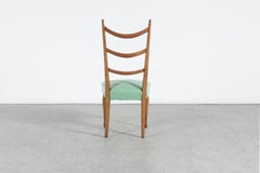 1950s Paolo Buffa Ladder Back Dining Chair, Mint Faux Leather