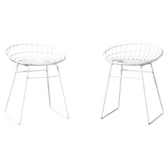 Pastoe White Enameled Wire Stools by Braakman & Dekker