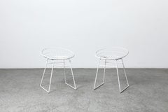 Pastoe White Enameled Wire Stools by Braakman & Dekker