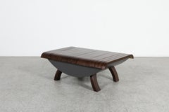 Zalszupin-Inspired Sculptural Slatted Teak Coffee Table with Hidden Storage