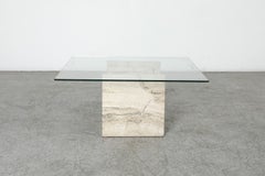 1970s Italian Brutalist Travertine Coffee Table, Mangiarotti Style