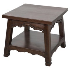 Early 20th Century Spanish Baroque Wood Side Table with Carved Skirt