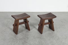 George Nakashima Style Saddle Stools with Trestle Base