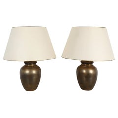 Paire de lampes de table « Ginger Jar » en laiton du milieu du siècle, signées Frantzen