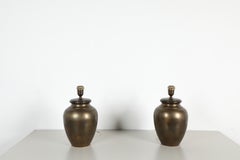 Paire de lampes de table « Ginger Jar » en laiton du milieu du siècle, signées Frantzen