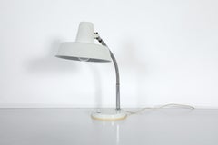 1960s White Enameled Gooseneck Desk Lamp by Szarvasi, Hungary
