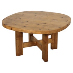 1970s Swedish Round Pine Dining Table Attributed to Roland Wilhelmsson