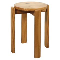 1960s Dutch Mid-Century Pine Stool in the Style of Alvar Aalto