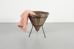 Dirk van Sliedregt (Attr) Rattan Basket with Tripod Stand, 1960s
