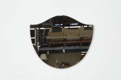 Italian Art Deco Dark Wood Shield-Form Wall Mirror