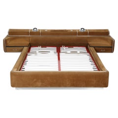 Guido Faleschini Style Italian Ultra Suede European Double Bed, 1970s