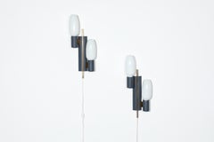 Pair Dutch Mid-Century Philips Blue Enamel Double Wall Sconces