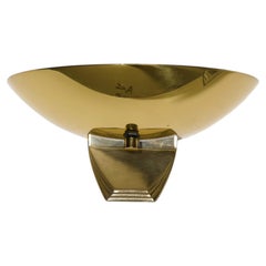 1980s Art Deco Revival Polished Brass Torchiere Sconces