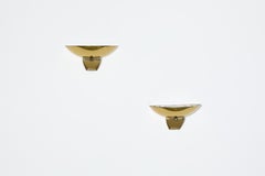 1980s Art Deco Revival Polished Brass Torchiere Sconces