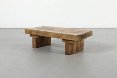 Panca olandese degli anni ’50 in stile brutalista di metà secolo, realizzata con una lastra di acero spalted