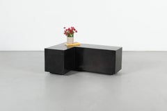 1970s Maitland Smith Black Tessellated Stone L-Shaped Coffee Table