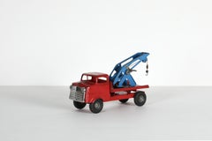 1958 Tri-ang Junior Wrecker Tow Truck, Red and Blue Enameled Sheet Metal