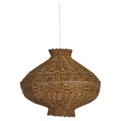 Dutch Mid-Century Hand-Woven Rattan Orb Pendant Lamp