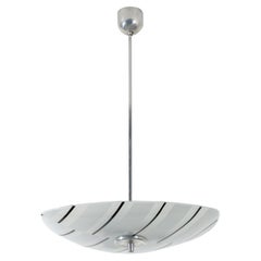 1960s Napako Czech Graphic Striped Glass Rondelle Pendant