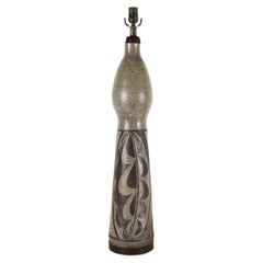 1970s Tilgmans Keramik Style XL Sgraffito Ceramic Table Lamp