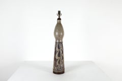 1970s Tilgmans Keramik Style XL Sgraffito Ceramic Table Lamp