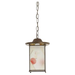 1930s Amsterdam School Brass Lantern Pendant with Kandinsky Glass