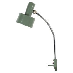 1960s Elektrosvit Sage Green Industrial Clamp-On Task Light, Czech