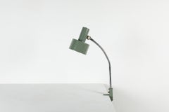1960s Elektrosvit Sage Green Industrial Clamp-On Task Light, Czech